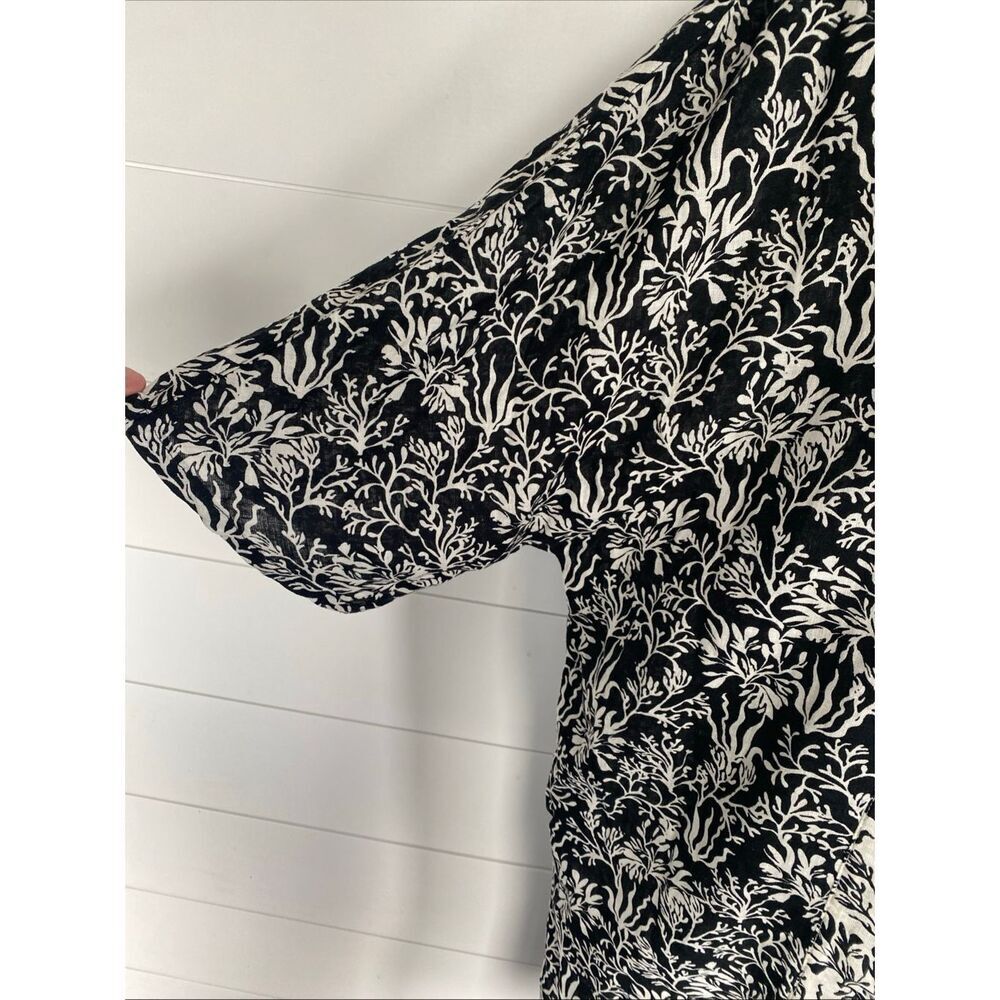 Martha Stewart Kaftan Dress Beach Cover-Up Size S Black & White Linen Blend - Picture 8 of 12